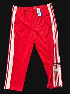 adidas Red Track Pants with White Side Stripes